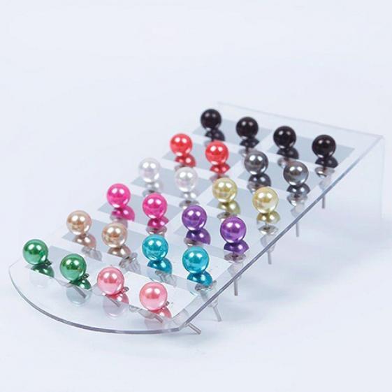 Women's 12 Pair Ear Stud Faux Pearl Round Ball Earrings Set Eardrop Multi-color