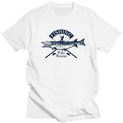 T-shirt Personnalisé Pêche au Brochet Homme Manches Courtes 100% Coton T-shirt Pêcheur Poisson T-shirts Streetwear