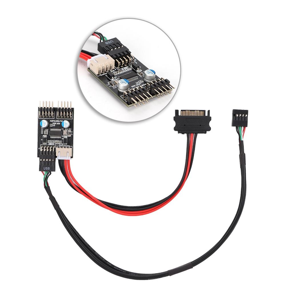 1 Male to 2 Male Port USB 2.0 Header 9PIN to Dual 9PIN Extension HUB with SATA Power Cable
