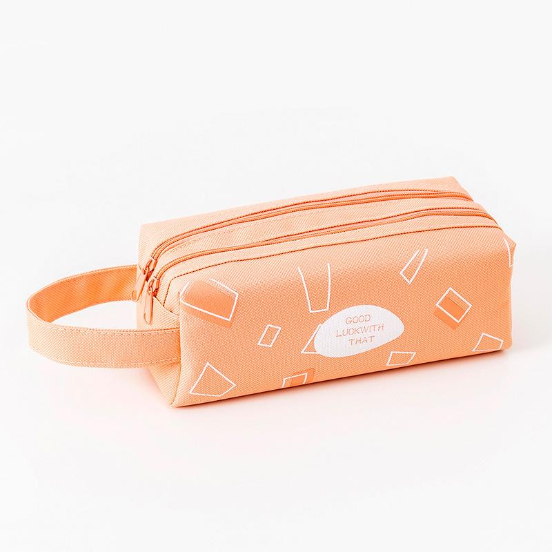Simple and Creative Multifunctional Pencil Case Double Layer Stationery Bag Geometric Series Large Capacity School Supplies