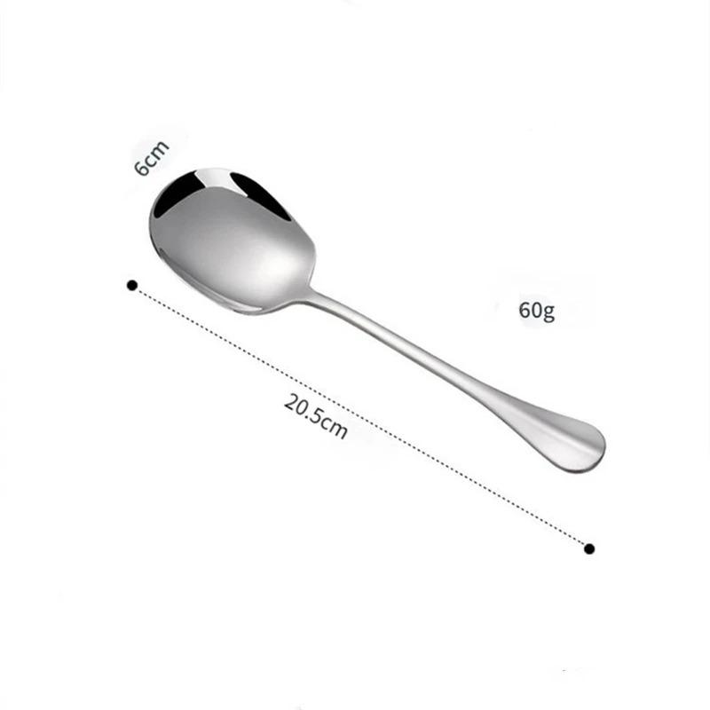 New In Kitchen Dinner Dish Soup Rice Western Restaurant Bar Public Spoon Large Stainless Steel Round Head Buffet Serving Spoon