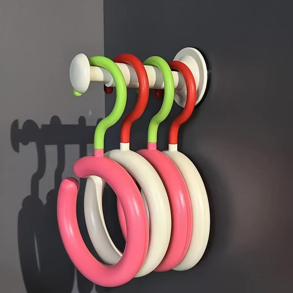 4pcs Dopamine Style Rotating No Drill Wall Hooks, Vibrant Colorful Durable Plastic Multi Purpose Hangers for Scarves, Hats, Bags, Keys,Stylish Home
