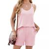 Summer New Arrivals Women's Color Block Crew Neck Pocket Shorts Set Casual Outfit
