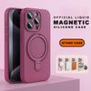 Liduid Silicone Magnetic Stand Phone Case For iPhone 15 14 16 Plus 11 12 13 16 Pro Max Magsafe Charge Protector Soft Cover