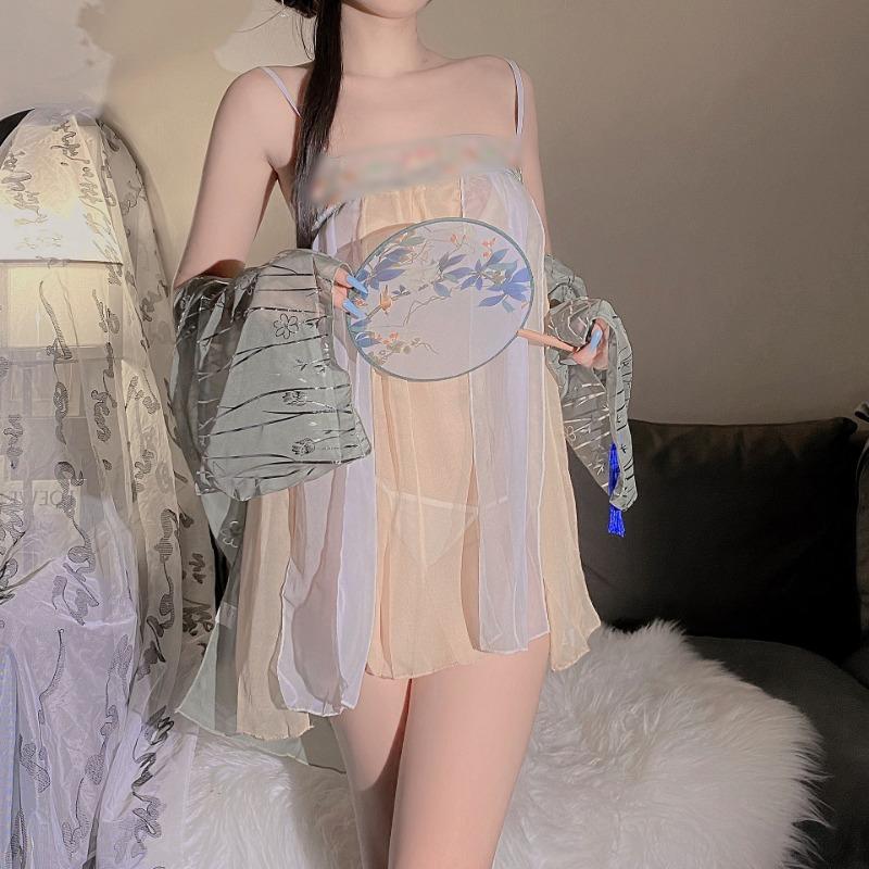 Large size erotic underwear antique Hanfu printed retro Guochao belly pocket retro role-playing pure desire coat