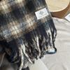 A Thick Long  Korean Style Versatile and Warm Autumn and Winter Checkered Tassel Shawl with Mohair