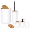 Bathroom Set: Mug, Toilet Brush, Waste Bin, Soap Dispenser, Stand