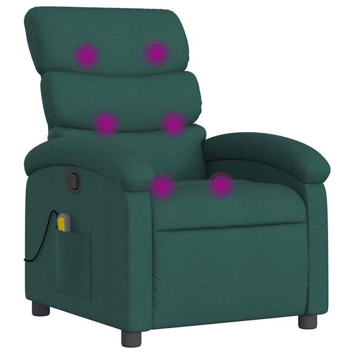 VidaXL Fauteuil de massage inclinable Vert foncé Tissu 371707