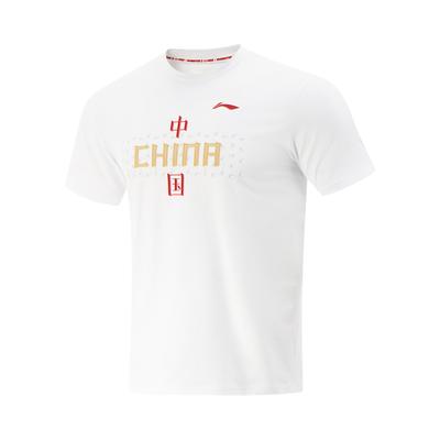 Li Ning Sports Быстросохнущая футболка с круглым вырезом и коротким рукавом Унисекс Топы Стандартный-Белый AHSV057-2