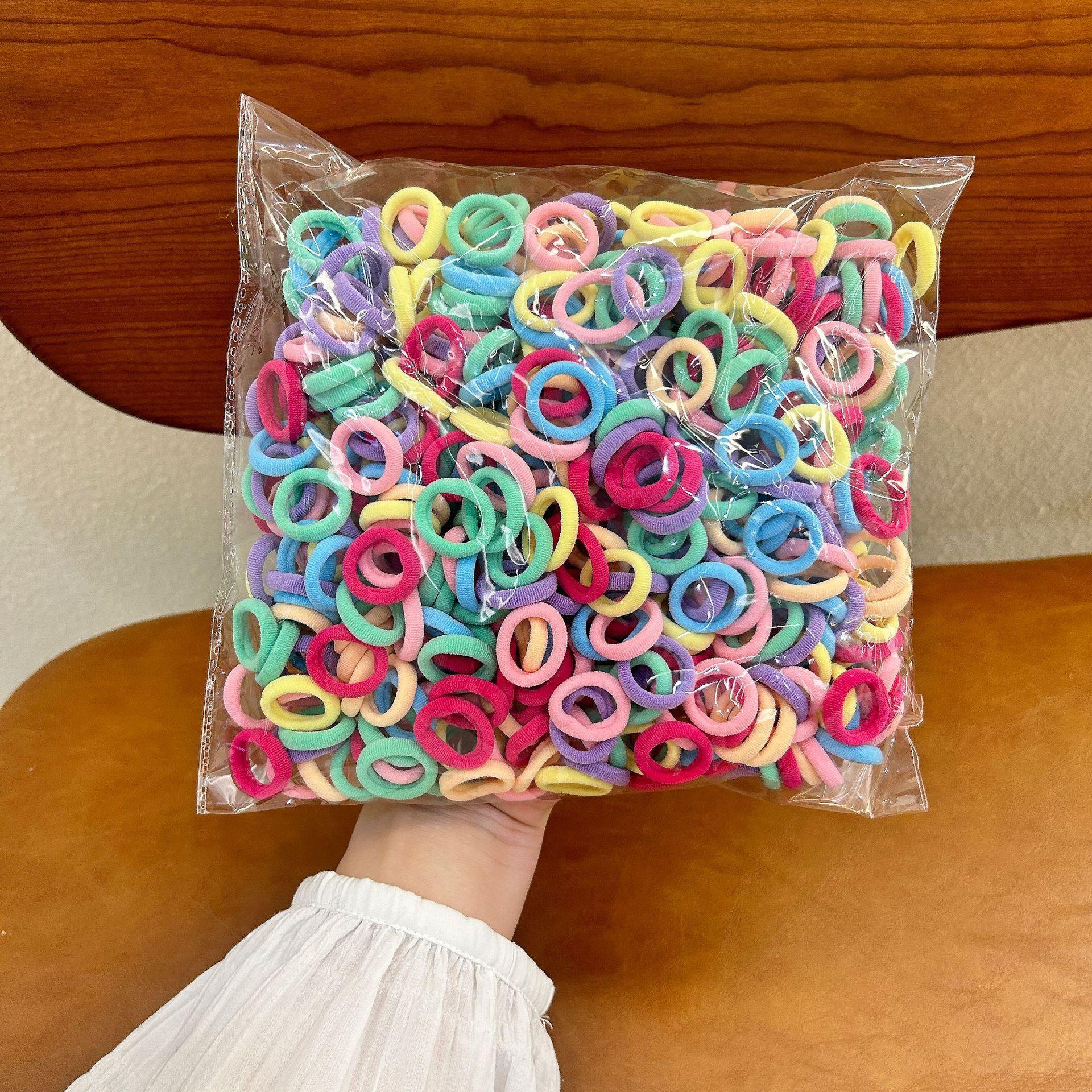 100 Pcs Nylon Hair Rope Children Colorful Elastic Scrunchies Seamless Elastic Hair Band Rubber Band Colorful Hair Accessories