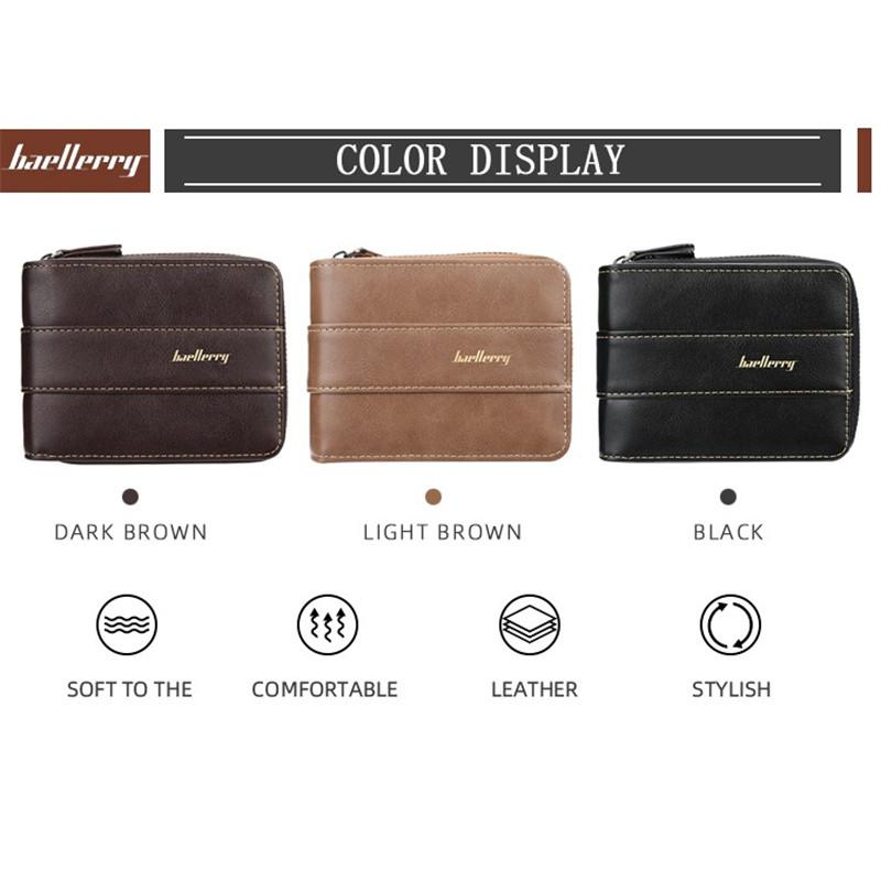 Baellerry Men Fashion Wallets Zipper Business Card Holder Vintage Purse GZW