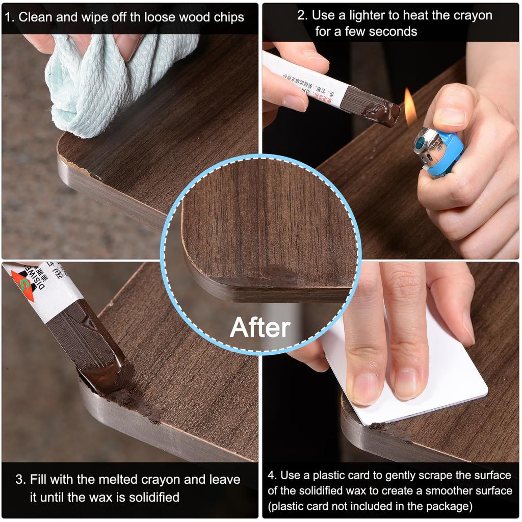 uxcell Furniture Repair Wax Crayon Wood Repair Furniture Markers for Wood and Laminate Red Series Kit, 20-Piece Set, Sticks, Scratches, Holes, Tables,