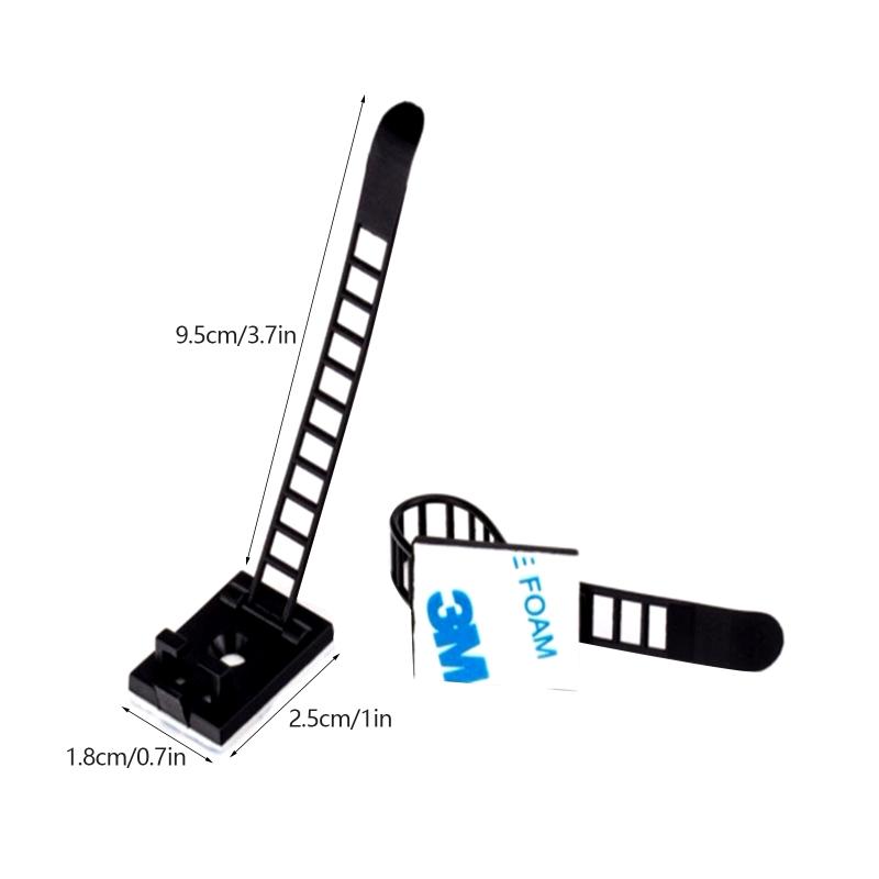 100 Pcs Strong Black Cable Zip Tie Mounts Outdoor Sticky Cable Clips Self Adhesive Wire Fasteners Cable Organizer Holder