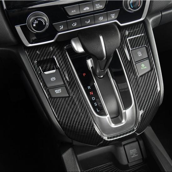 For Honda CRV CR-V 2017- Carbon Fiber Console Gear Shift Panel Cover Trim