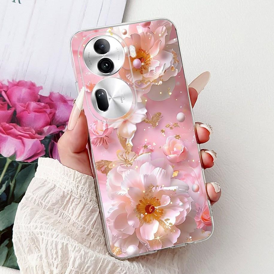 For OPPO Reno 11 Pro 5G Case CPH2607 New Fashion Flower Butterfly Silicone Clear Soft Phone Case On OPPO Reno11 5G CPH2599 Funda