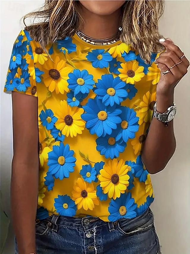 Daisy Graphic Flower 3D Print T-Shirts Women Summer Casual O-Neck Short Sleeve T Shirt Harajuku Y2k Tees Tops Female Clothing