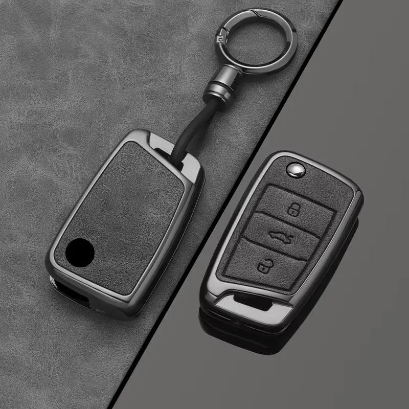 

Interior Mouldings Alloy Style Car Key Case Cover Shell Fob For VW Volkswagen Golf 7 MK7 Tiguan MK2 For SEAT Ateca Leon FR 2 Ibi