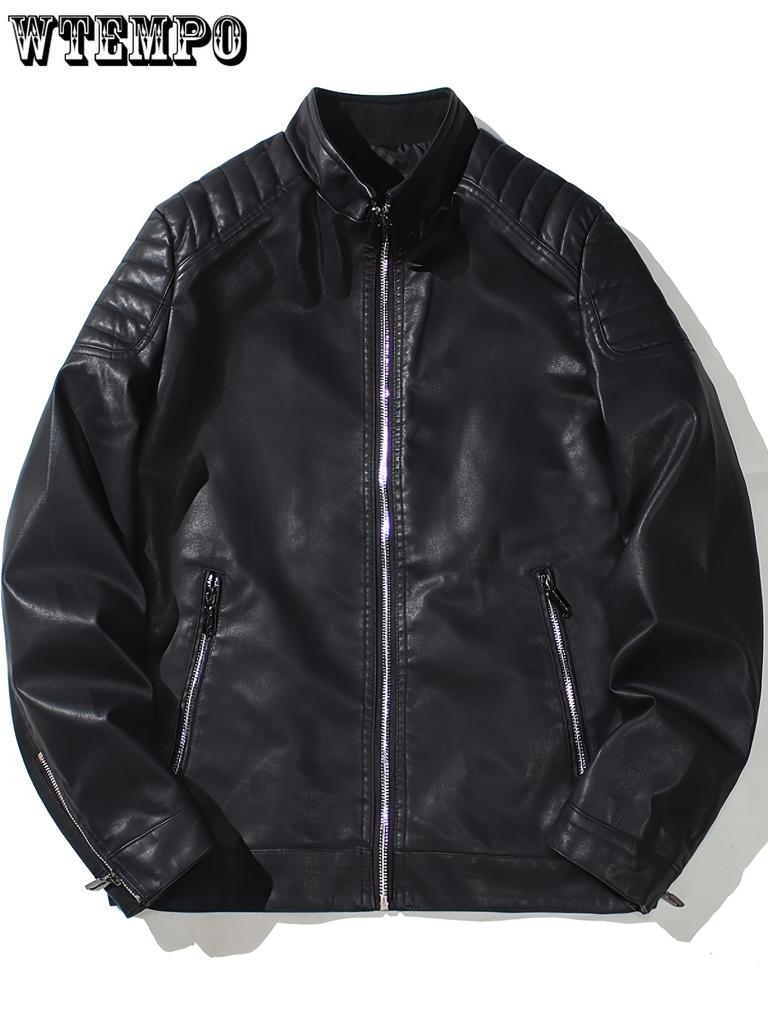 Men's Casual Jacket Stand Collar Motorcycle TOP -  Breathable, Durable Fabric - For Everyday Wear & Outdoor Activities - Ideal Gift for Men