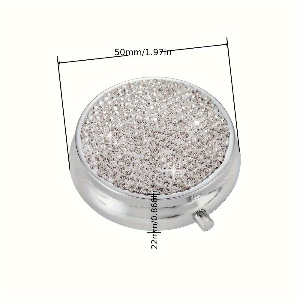 Portable Sparkling Travel Pill Organizer with Mirror and Small Medicine Box - Convenient Pill Case Holder with Benefits