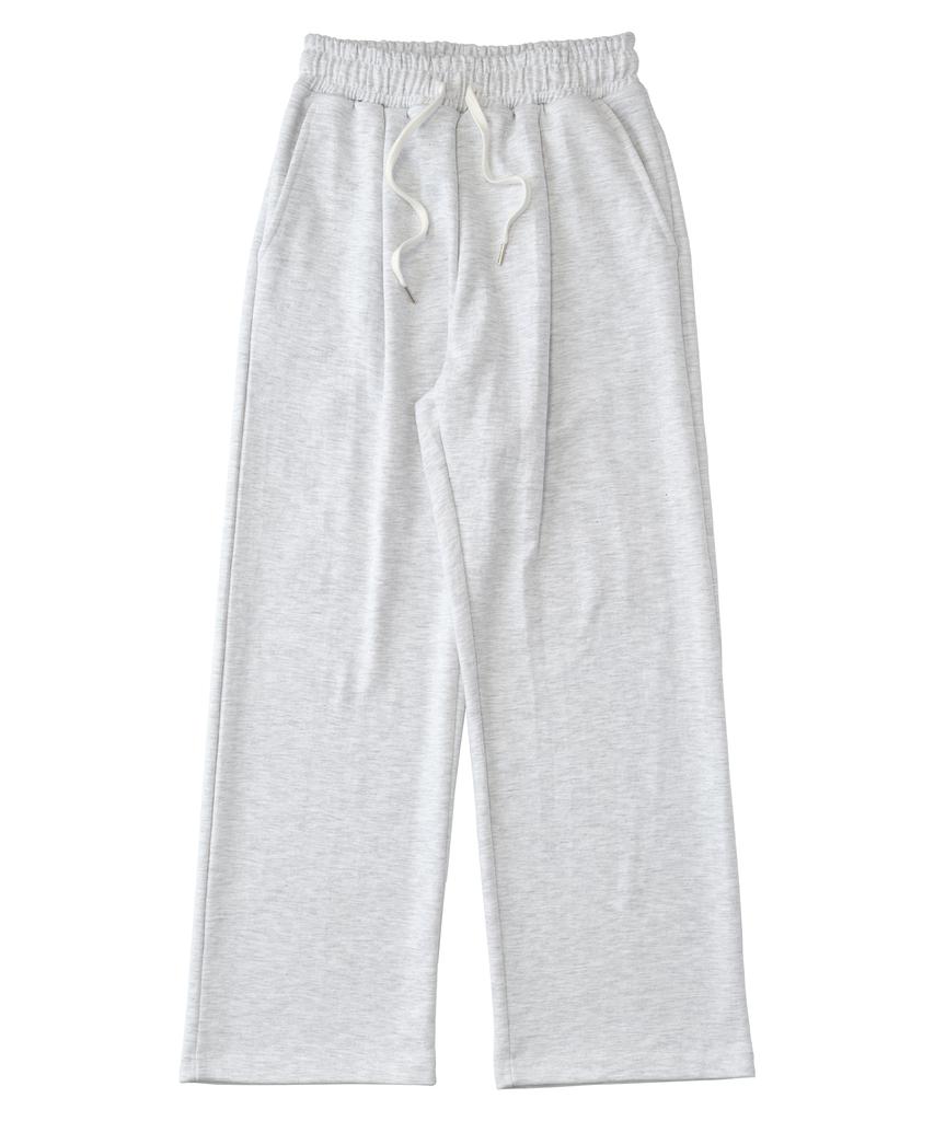 PAPERBOY Pintuck Wide Sweatpants - White Melange