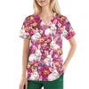 Women's Fashion V-Neck Short Sleeve Overalls With Pockets Easter Print Tops  Clothes