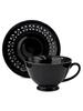BLACK CERAMIC CUP 260ml WITH OPENWORK SAUCER FOR COFFEE AND TEA