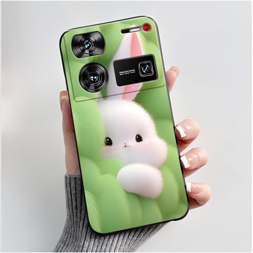 Case For ZTE Nubia Z60 Z70 Z70S Z50 Ultra Cute Love Heart Rabbit Matte Black Soft Silicone Cover For Nubia Z60Ultra Fundas Shell