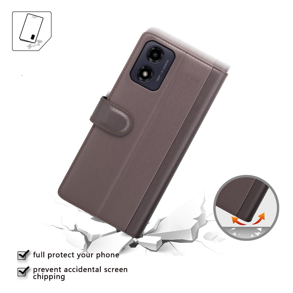 For Motorola Moto E14 4G/G04 4G/G04s 4G/G24 4G Case Genuine Split Leather Phone Cover with Wallet Stand