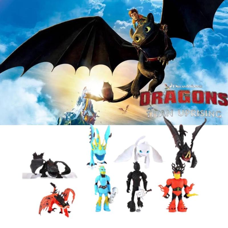 Dragon Toy Set 8-piece Night Fury Pvc Figures For Kids 4-6)