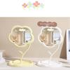 1pc Cream Flower Desktop Makeup Mirror High Definition RotatableDressing Table Mirror for Office Student Dormitory