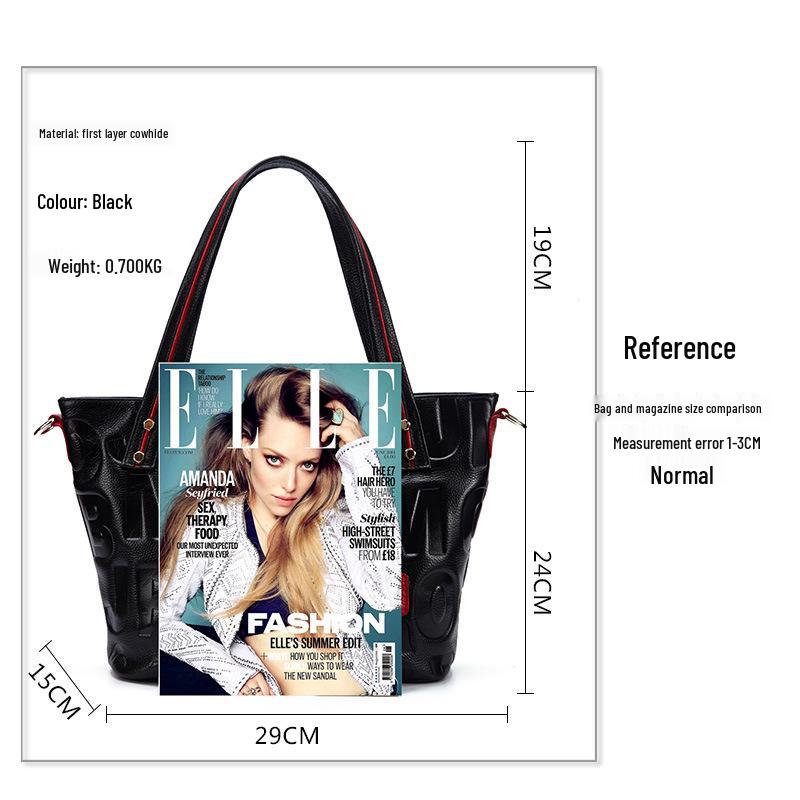 Qian Dian Women's Genuine Leather Tote: 2025 New Fashion Large Cowhide Shoulder and Crossbody Bag.