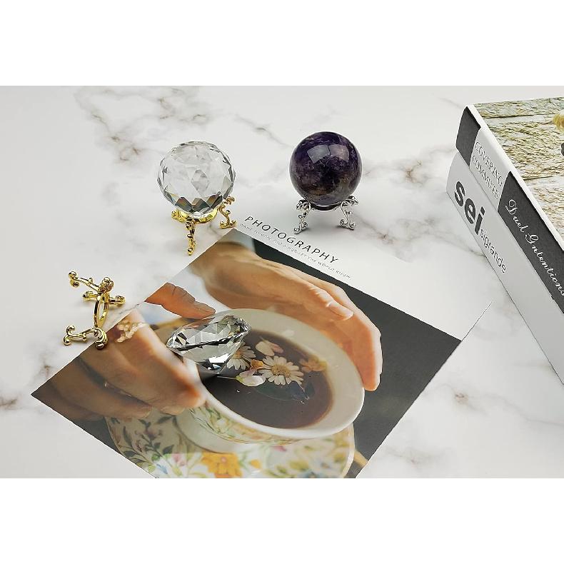 10Pcs Gold Crystal Ball Stand for Displaying Crystal Glass and Natural Rocks, Sphere Display Holder, for 40mm-80mm Sphere or Stone