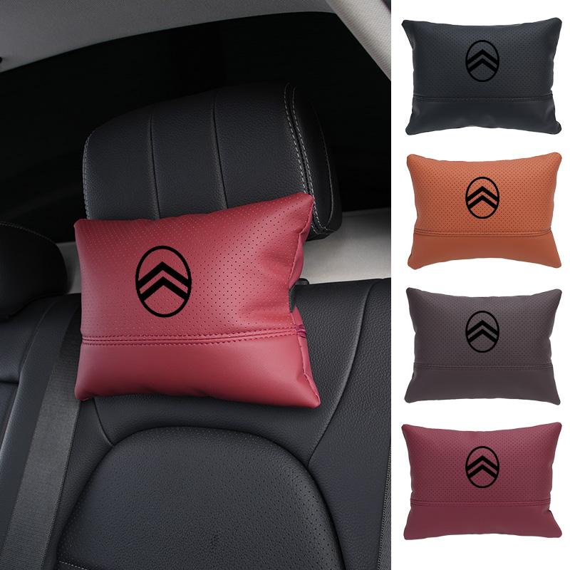 Car Seat Hanging Headrest Leather Neck Pillow Head Protector Accessories For Citroen C4 C3 C5 C1 C2 Berlingo Celysee Cactus