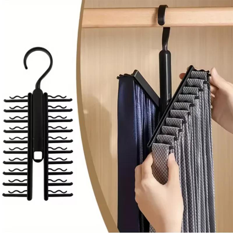 1/2Pcs Tie Storage Hanger Large Capacity Bow Clip Scarf Belt Hanging RackTie Belt Display Holder Wardrobe Household