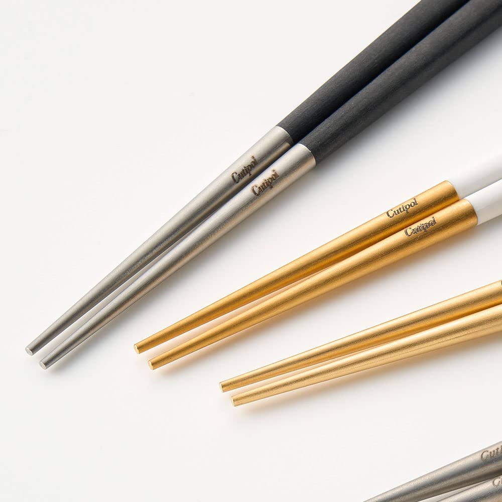 Cutipol KUBE Chopsticks and Chopstick Rest Ivory Silver KU39IV Set,