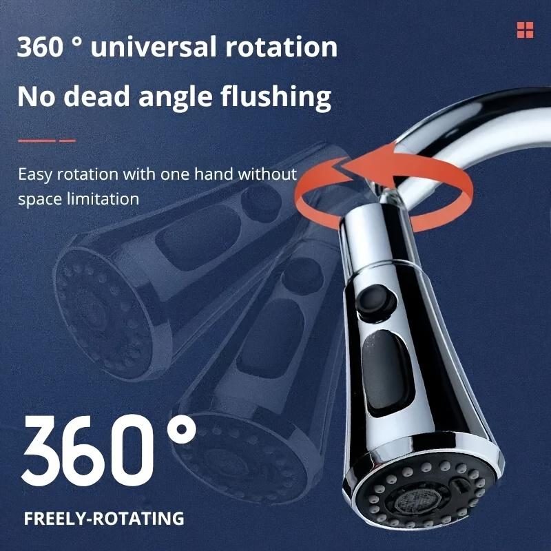3-Speed Swivel Spray Kitchen & Bathroom Faucet Extension with Splash-Proof Pressure Nozzle, Connector for Sinks, Sprayer for Kitchen Bathroom Faucet