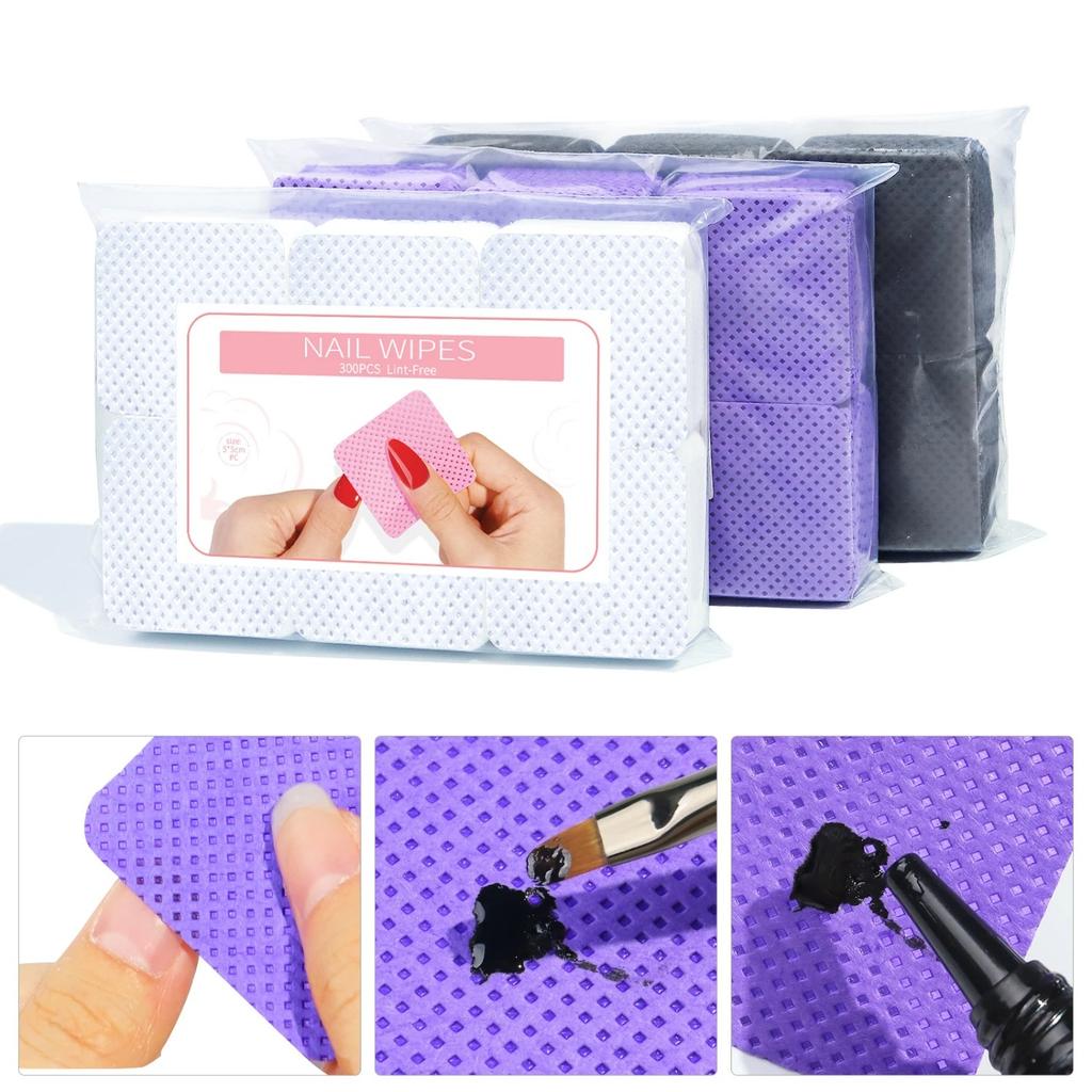 300pcs/Pack Nail Polish Remover Napkin Colorful Cotton Wipes Paper Pads UV Gel Dust Cleaner Cleaning For Manicure Tool