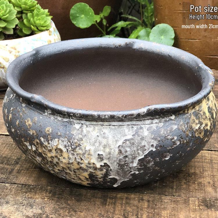 Stor Handgjord Keramik Kruka för Suckulenter och Grönska, Andningsbar Lerkruka i Lila Lera