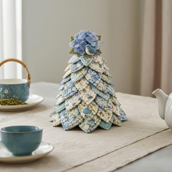Handgefertigtes Weihnachts-Tischornament DIY Gesteppter 3D-Baum Bastelset für Anfänger, Stoffflickerei Dekoratives Kunstset Feiertagsdekoration, Festlich