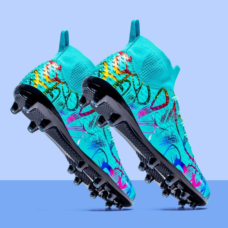 High-top football shoes children teenagers students adult men and women spikes leather training shoes sports shoes