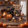 Static Cling Decals Halloween Witch/Black Cat Glass Stickers Double-sided PVC Waterproof Window Clings Removable Shop Display Stickers with Pumpkins