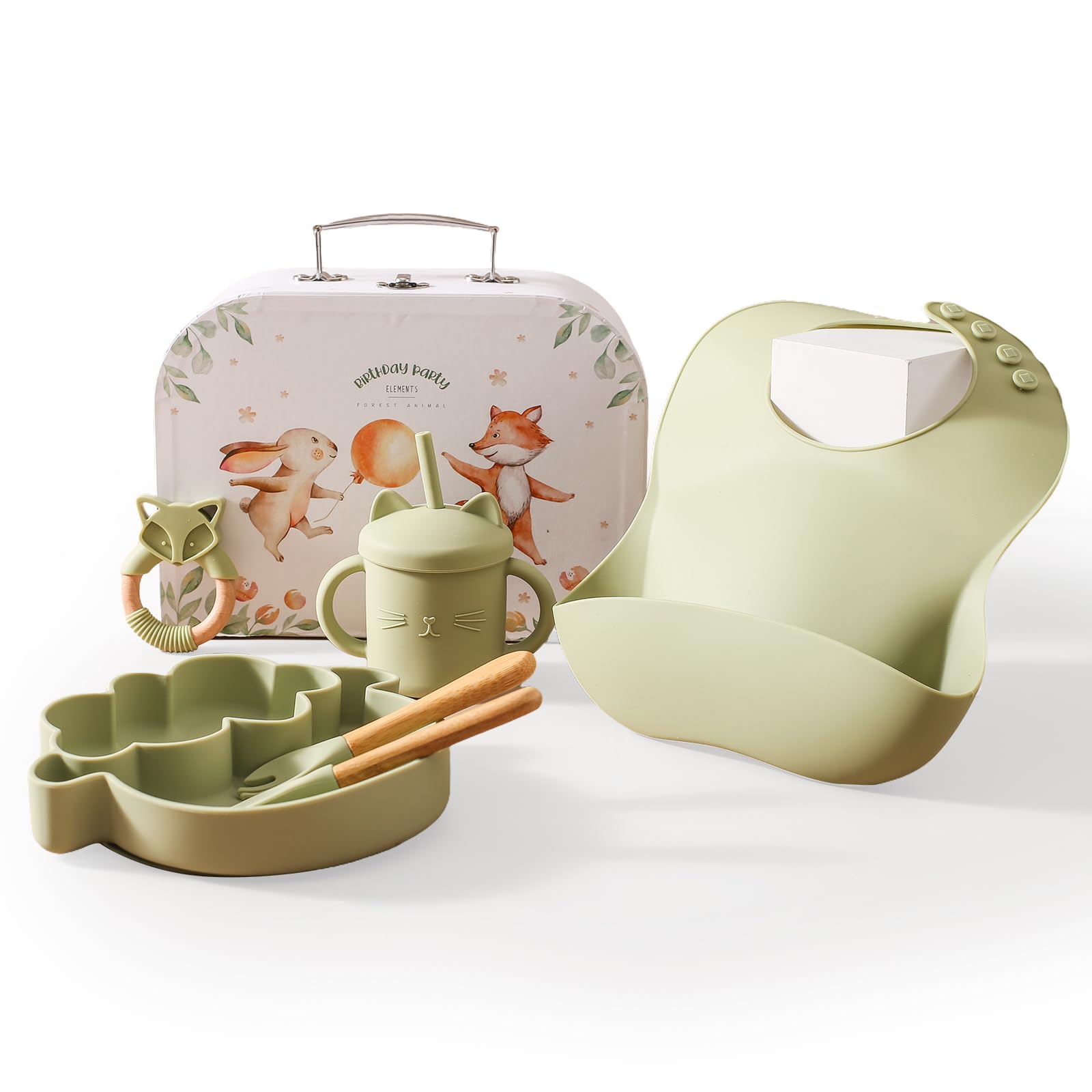 

Etucdose Baby Tableware a luxurious set for toddlers and perfect as a baby shower It includes a silicone baby food suction a baby a sticky and a straw