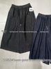 Xiao Wang's High Waist Korean Style Wide Leg Denim Capris with Elastic Drawstring