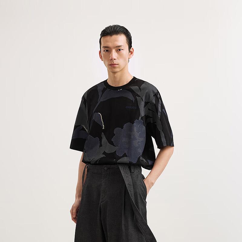CROQUIS Men's 2025 Summer Loose Round Neck Cotton T-Shirt