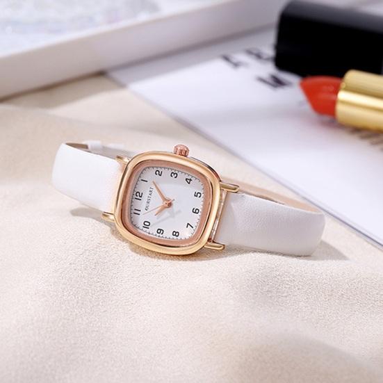 Montre à quartz Cadran carré Bracelet en simili cuir réglable Pas de retard Vérification du temps Haute précision Montre-bracelet de trajet exquise
