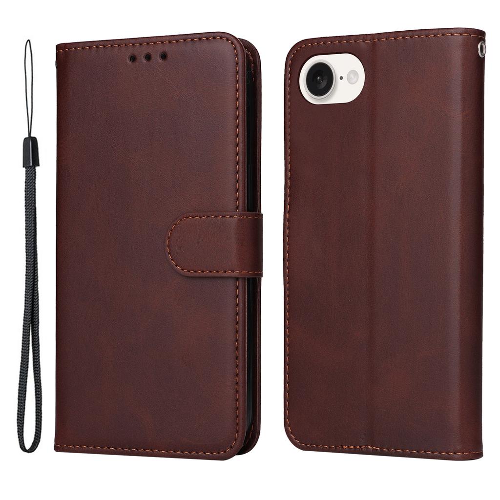 For iPhone 16e Leather Phone Case Magnetic Clasp Flip Wallet Phone Stand Cover