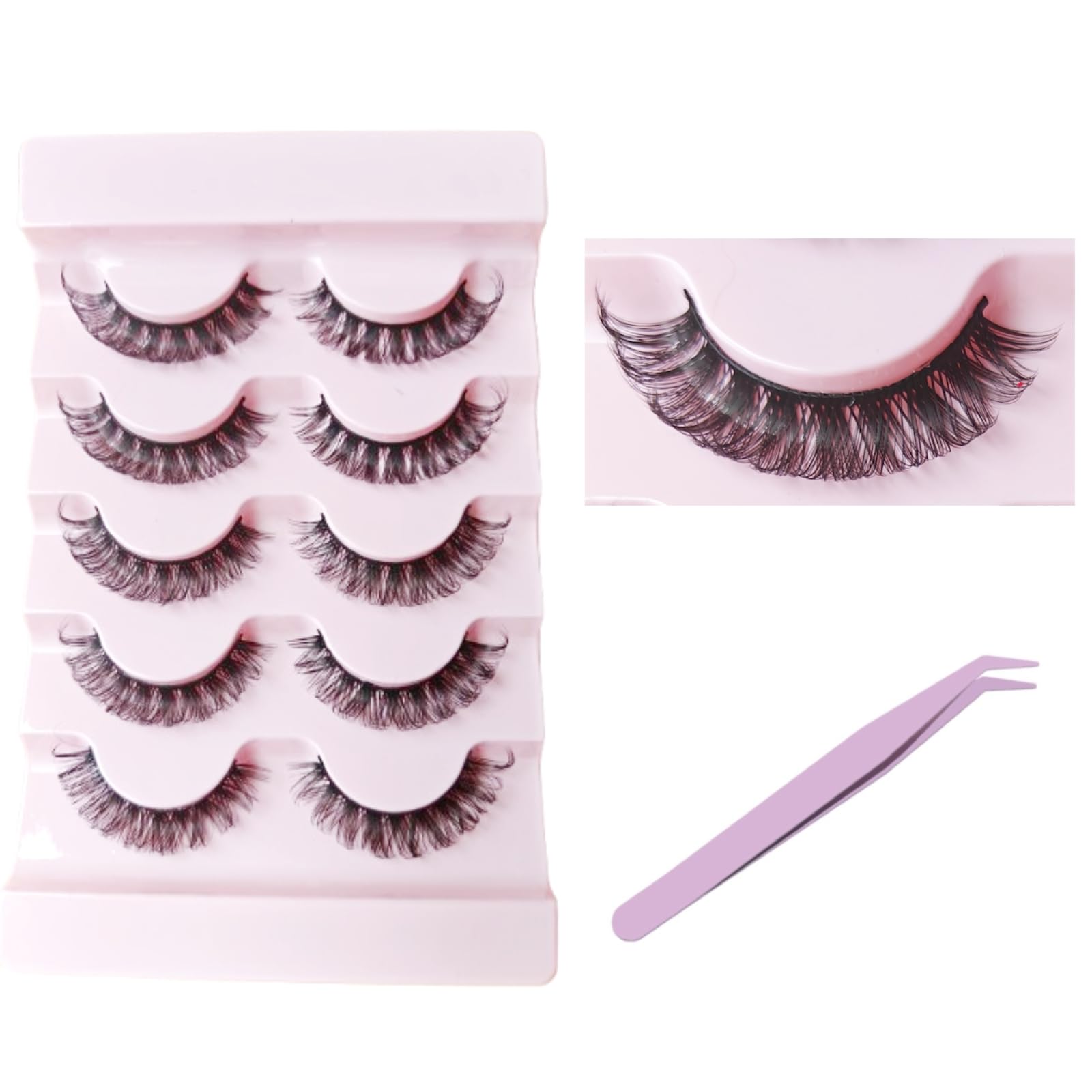 

SHELWIN Накладные Легко наносятся для Ручной работы Накладные ресницы для Натурального Включает Легкий макияж 5 пар Ресницы, Новички, Ресницы, Пинцет,