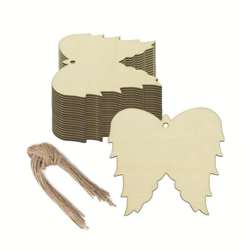 10/20pc Wooden Angel Ornaments Wood Angel Wings Ornament Christmas Xmas Ornaments Angel Wing Ornaments for Home Craft