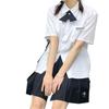 Thai JK Basic Short-Sleeved Uniform Square Neck Shirt - Milk White