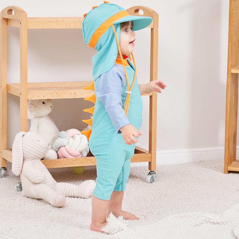 Kids' One-Piece Dinosaur Swimsuit with Sun Protection, Ages 0-7